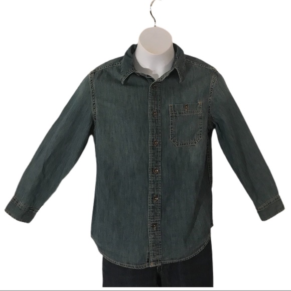 Boys Denim Button Down - Picture 2 of 4